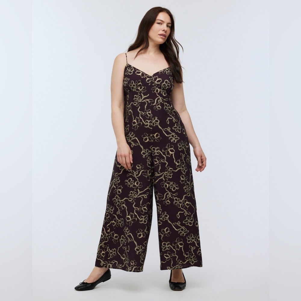 Madewell Wide-Leg Jumpsuit in Floral in Black Iris - Size 00